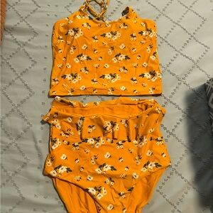 Lime Ricki Yellow Floral Swim Set